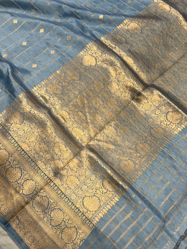 Blue Pure Banarasi Handloom Silk Saree - Aura Benaras