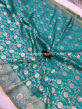 Firozi Blue Pure Banarasi Handloom Katan Silk Saree