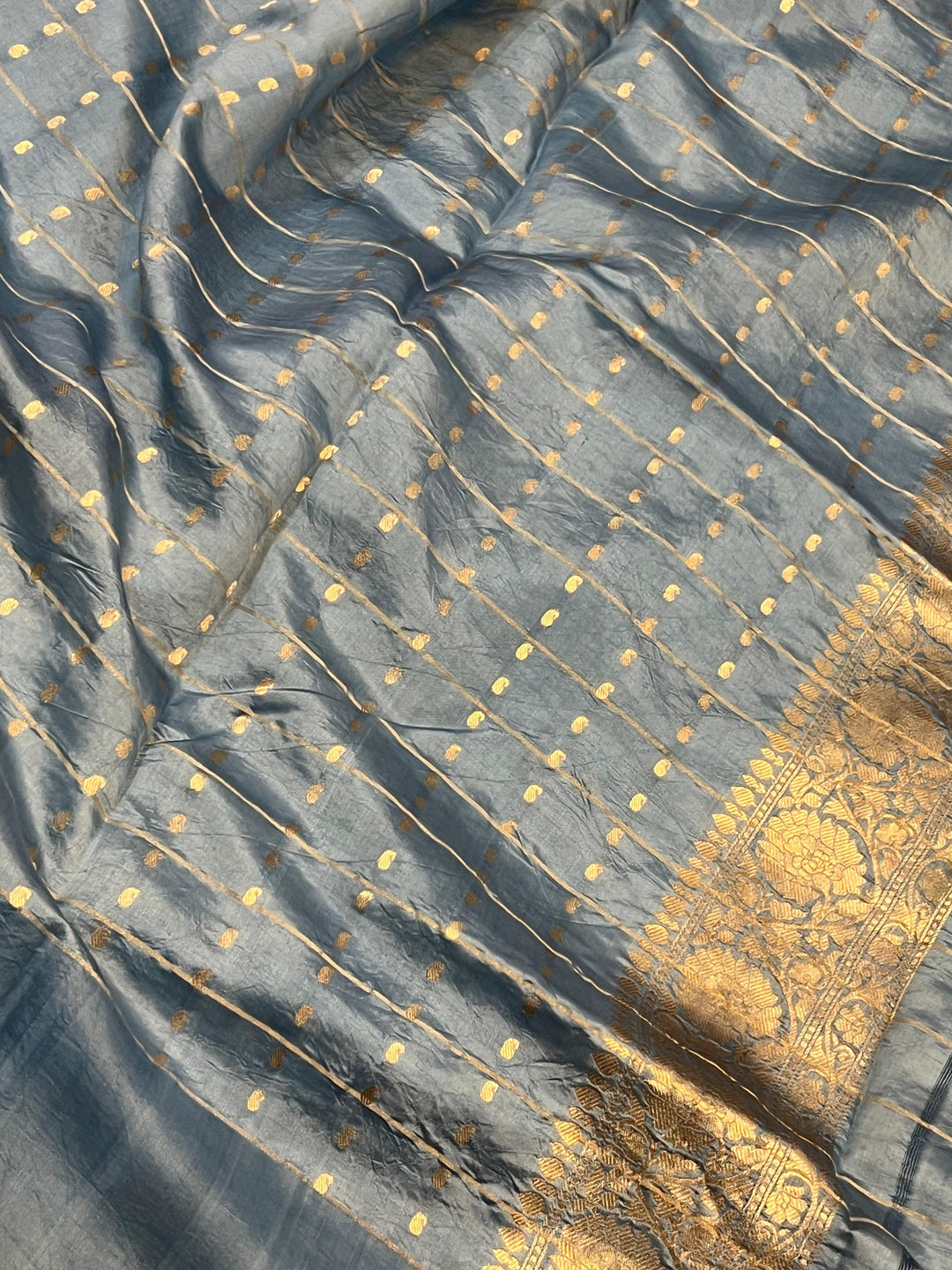 Blue Pure Banarasi Handloom Silk Saree - Aura Benaras