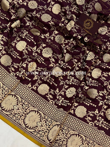 Garnet Pure Banarasi Handloom Katan Silk Saree - Aura Benaras