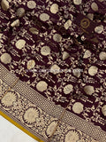 Garnet Pure Banarasi Handloom Katan Silk Saree - Aura Benaras