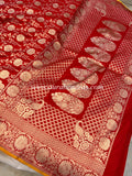 Red Pure Banarasi Handloom Katan Silk Saree - Aura Benaras