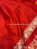 Red Pure Banarasi Handloom Katan Silk Saree - Aura Benaras