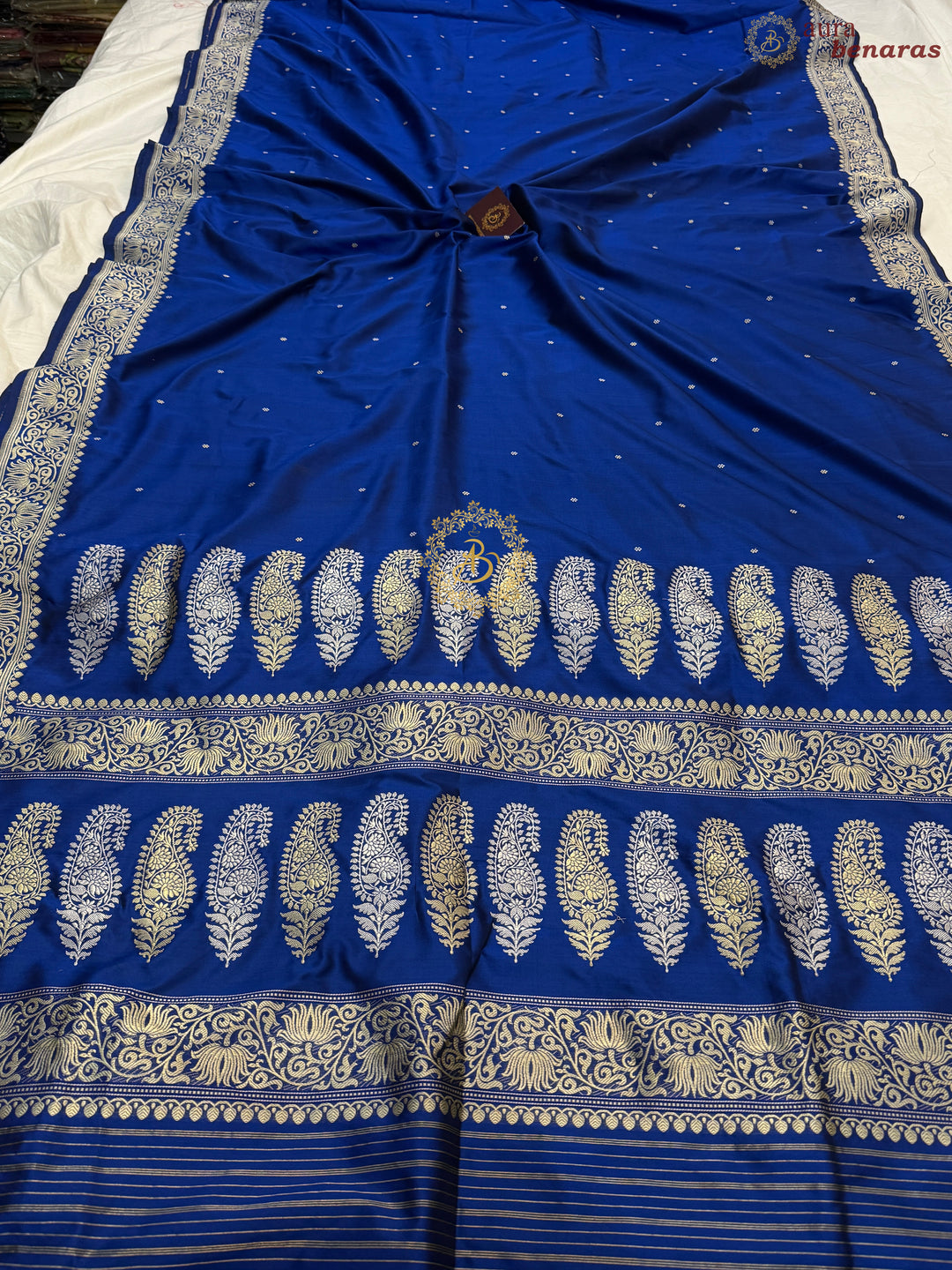 Royal Blue Pure Katan Silk Handloom Banarasi Saree