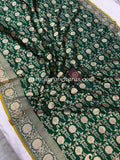 Green Pure Banarasi Handloom Katan Silk Saree - Aura Benaras