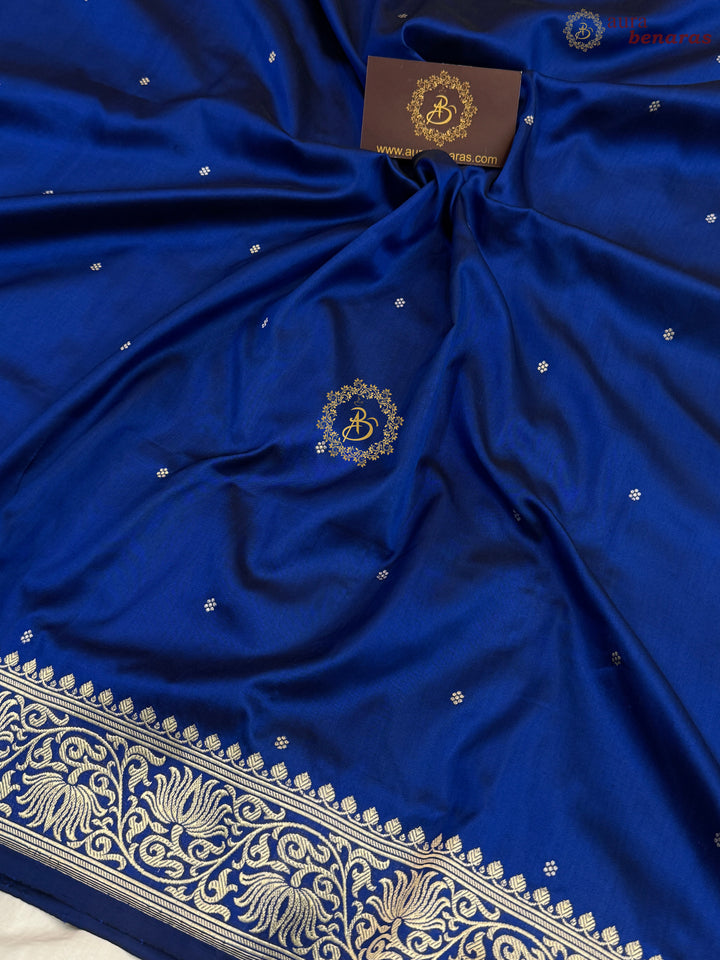 Royal Blue Pure Katan Silk Handloom Banarasi Saree