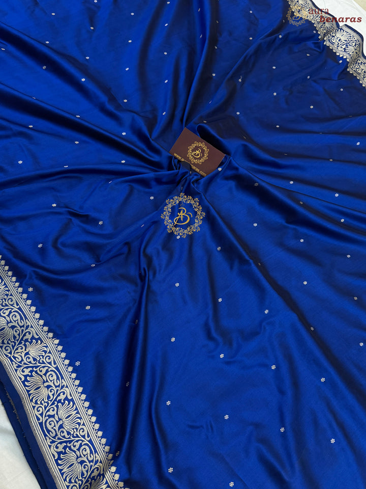 Royal Blue Pure Katan Silk Handloom Banarasi Saree