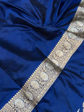 Deep Blue Pure Banarasi Handloom Katan Silk Saree - Aura Benaras