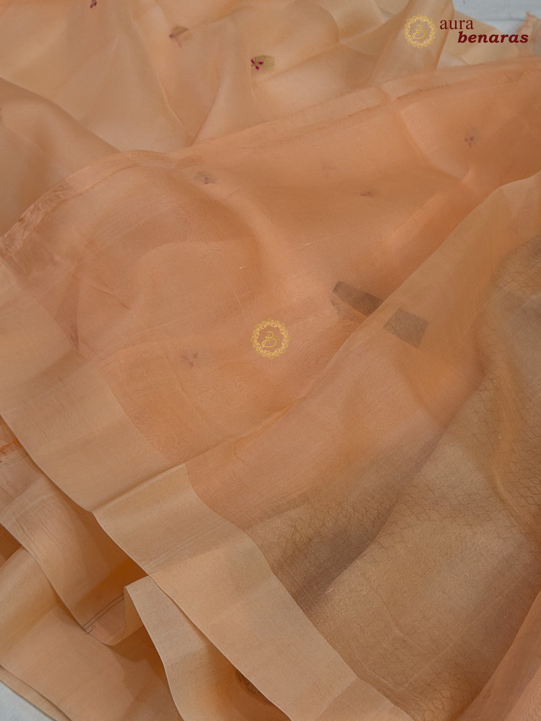 Pale PeachBanarasi Handloom Kora Silk Saree - Aura Benaras