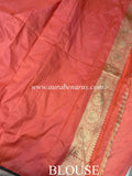 Peach Pure Banarasi Handloom Katan Silk Saree - Aura Benaras