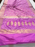 Pinkish Lavender Pure Banarasi Handloom Katan Silk Saree - Aura Benaras