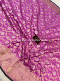 Pinkish Lavender Pure Banarasi Handloom Katan Silk Saree - Aura Benaras