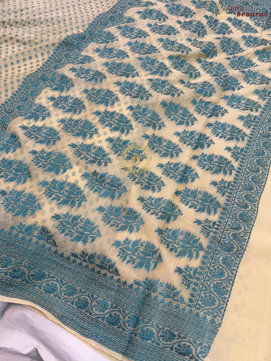 Pastel Yellow Banarasi Khaddi Chiffon Saree