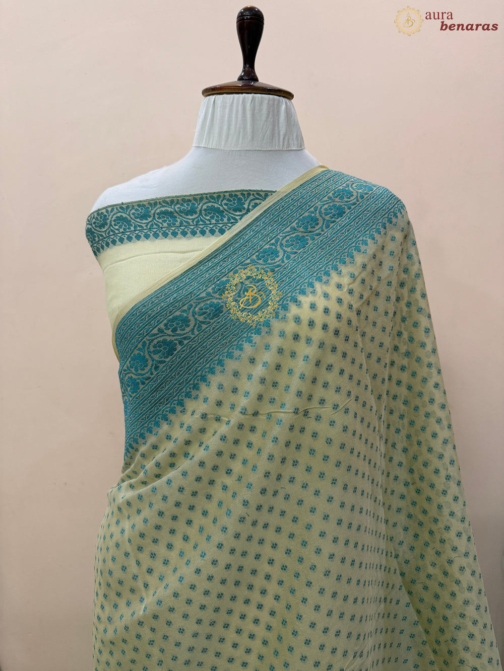 Pastel Yellow Banarasi Khaddi Chiffon Saree