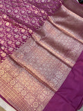 Dusty Mauve Pure Banarasi Handloom Katan Silk Saree - Aura Benaras
