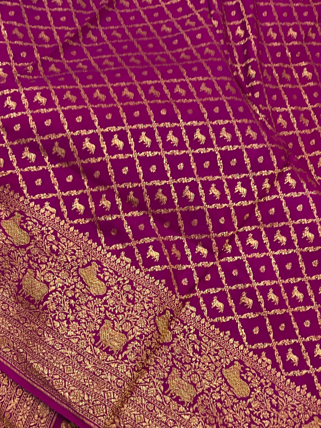 Purple Pure Banarasi Khaddi Crepe Silk Saree - Aura Benaras