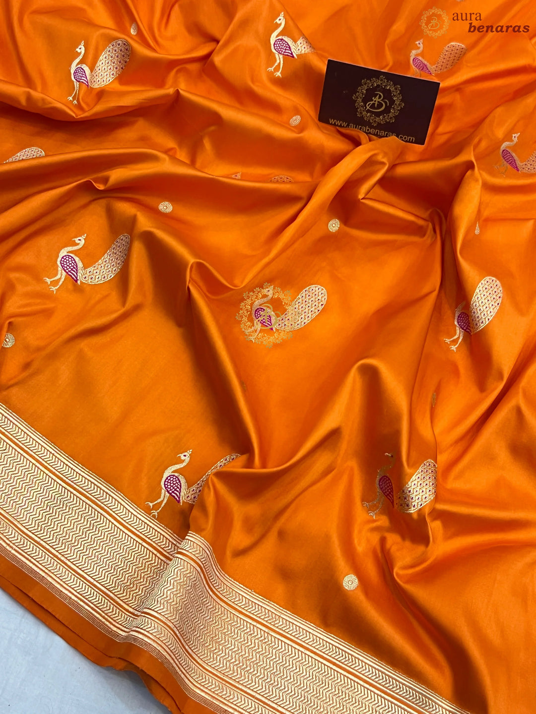 Orange Pure Banarasi Handloom Katan Silk Saree