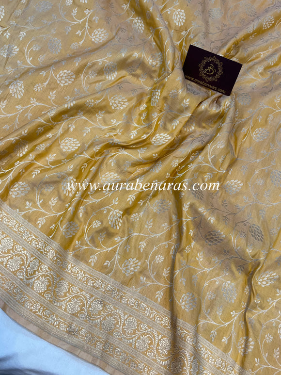 Pastel Peach Pure Banarasi Handloom Katan Silk Saree - Aura Benaras