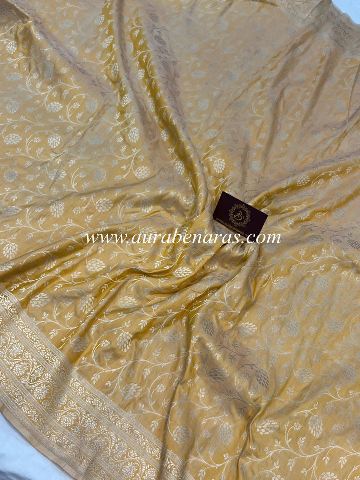 Pastel Peach Pure Banarasi Handloom Katan Silk Saree - Aura Benaras