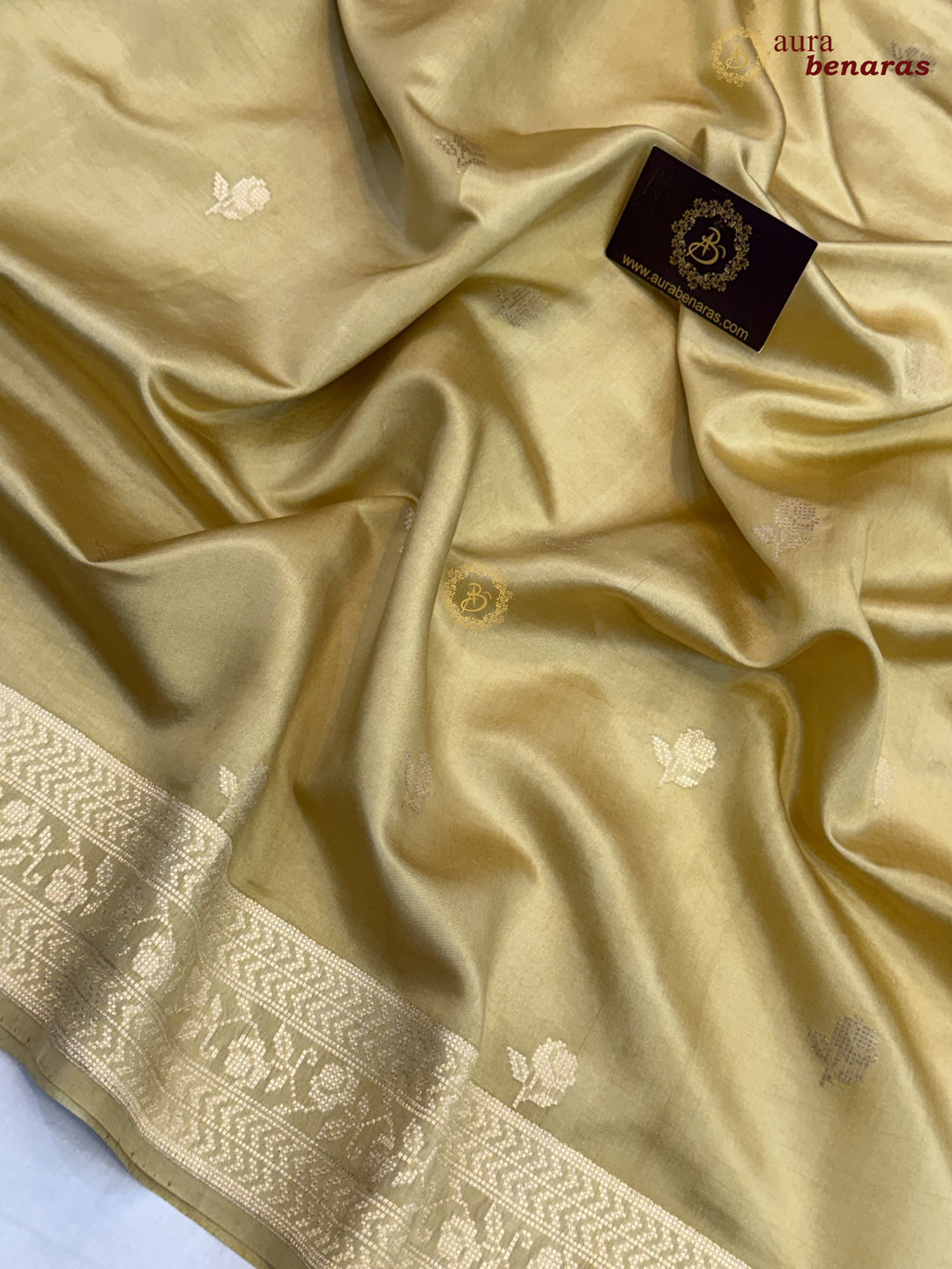Golden Banarasi Silk Saree | Kadhwa & Designer Border