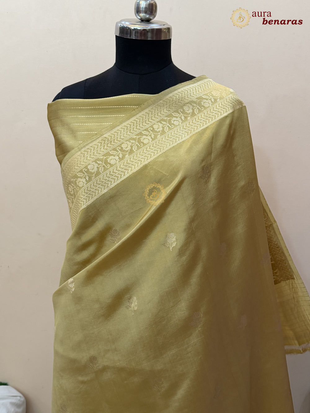 Golden Banarasi Silk Saree | Kadhwa & Designer Border