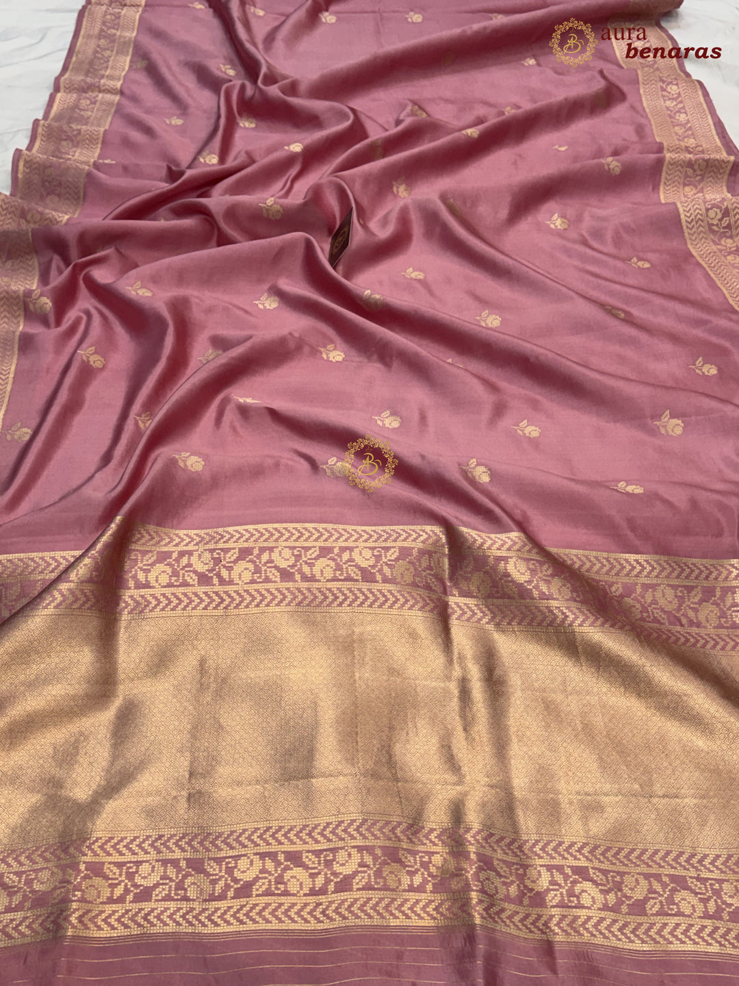 Onion Pink Banarasi Silk Saree | Kadhwa & Designer Border