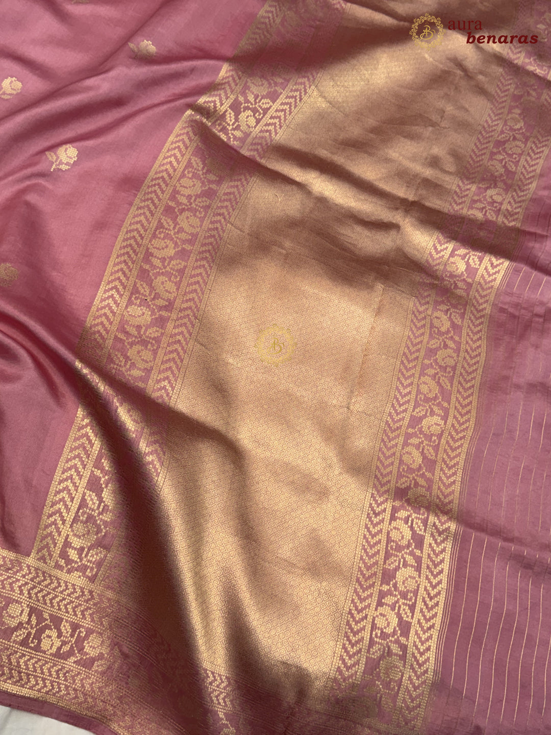 Onion Pink Banarasi Silk Saree | Kadhwa & Designer Border