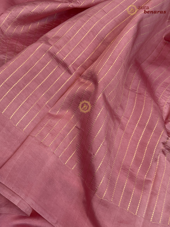 Onion Pink Banarasi Silk Saree | Kadhwa & Designer Border