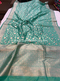 Sea Green Pure Banarasi Handloom Katan Silk Saree - Aura Benaras