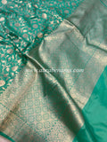 Sea Green Pure Banarasi Handloom Katan Silk Saree - Aura Benaras