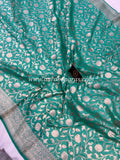 Sea Green Pure Banarasi Handloom Katan Silk Saree - Aura Benaras