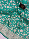 Sea Green Pure Banarasi Handloom Katan Silk Saree - Aura Benaras