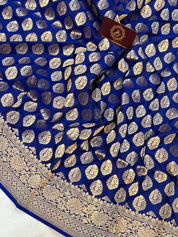 Royal Blue Pure Banarasi Handloom Katan Silk Saree - Aura Benaras