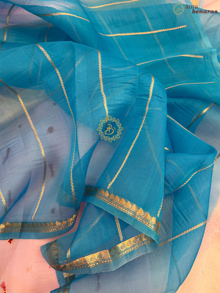 Baby Pink Pure Kora Silk Handloom Banarasi Saree