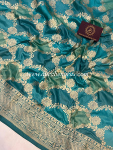 Rama Green Rangkaat Banarasi Handloom Pure Katan Silk Saree - Aura Benaras