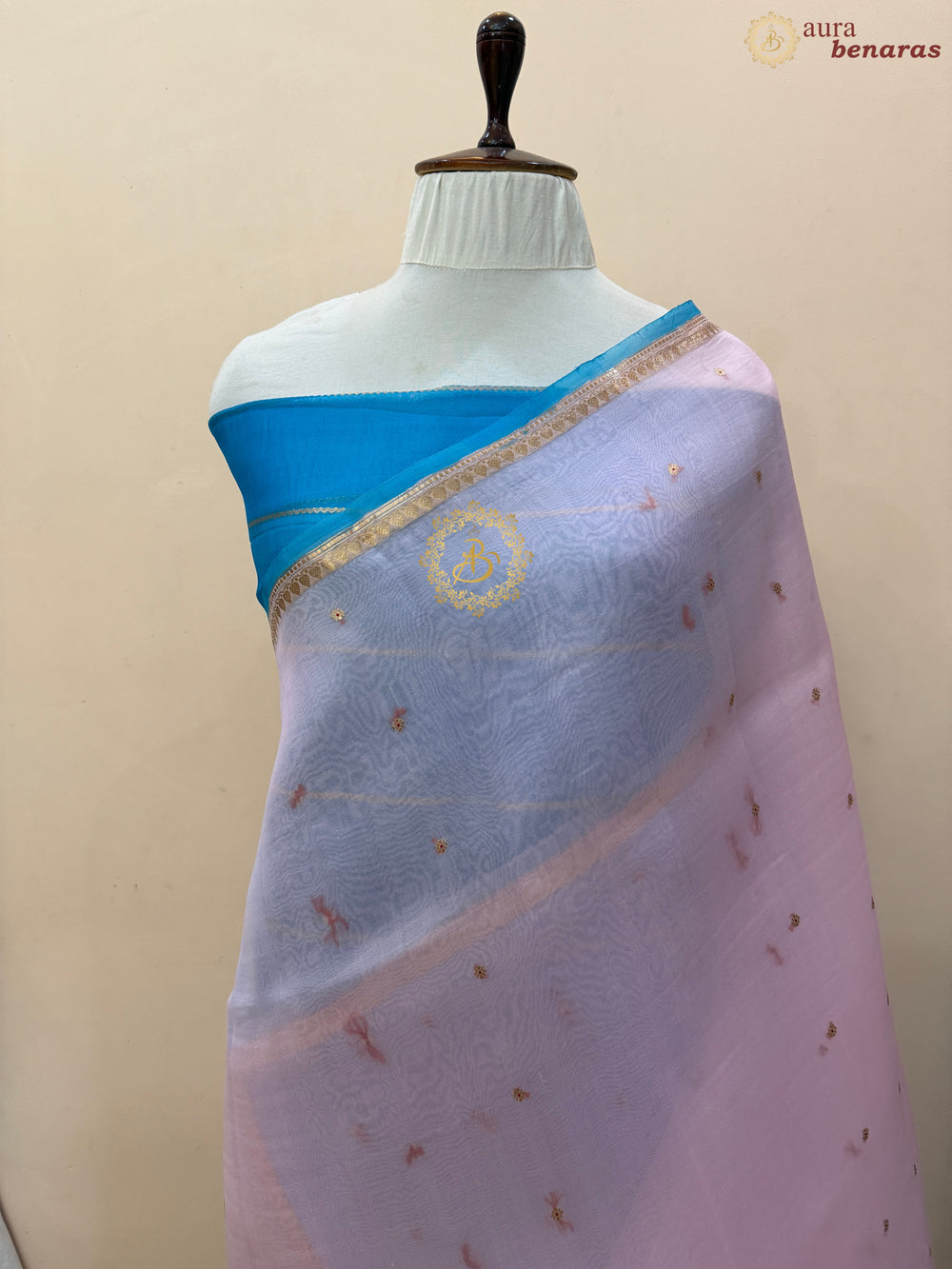 Baby Pink Pure Kora Silk Handloom Banarasi Saree