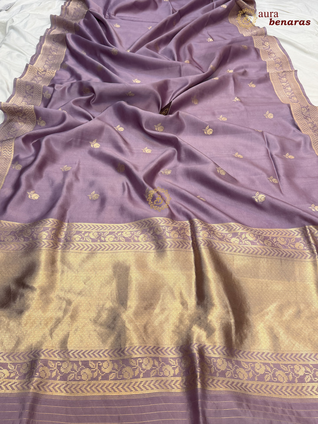 Pastel Lavender Banarasi Silk Saree | Kadhwa & Designer Border