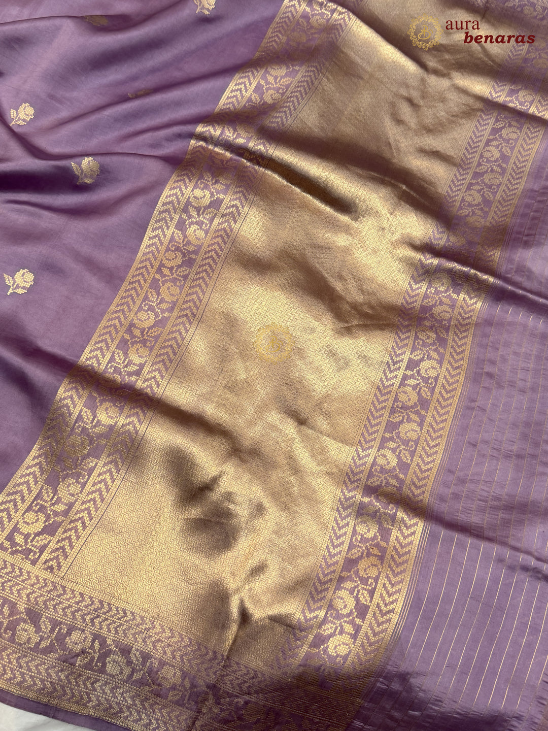 Pastel Lavender Banarasi Silk Saree | Kadhwa & Designer Border