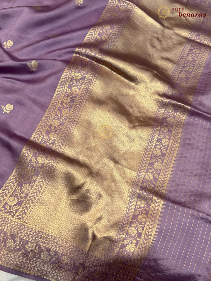 Pastel Lavender Banarasi Silk Saree | Kadhwa & Designer Border