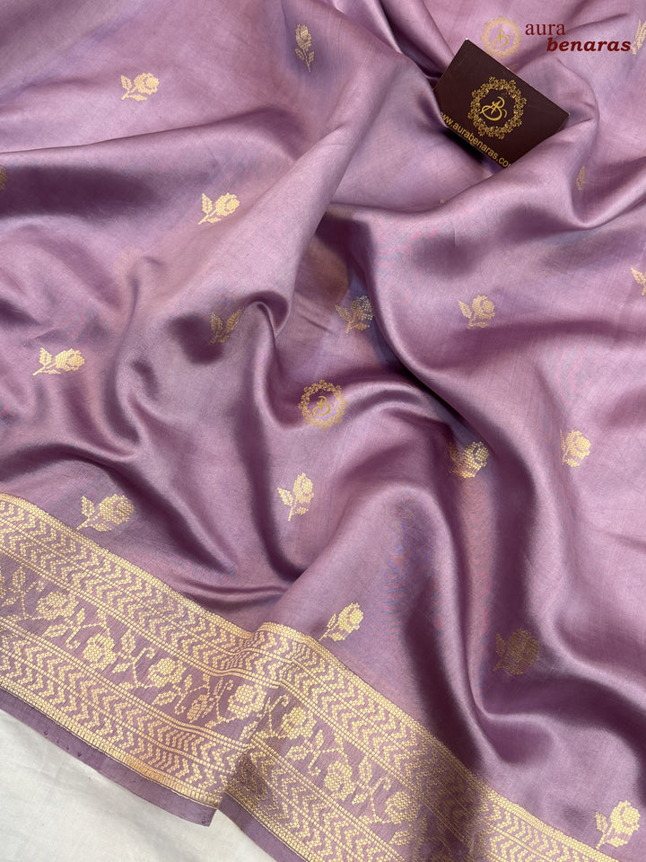 Pastel Lavender Banarasi Silk Saree | Kadhwa & Designer Border