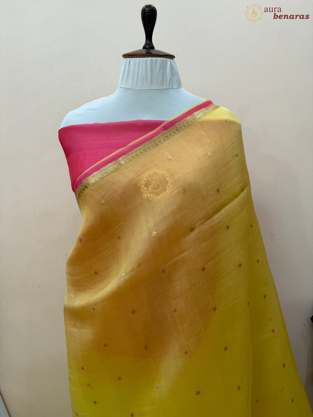 Pastel Yellow Pure Kora Silk Handloom Banarasi Saree