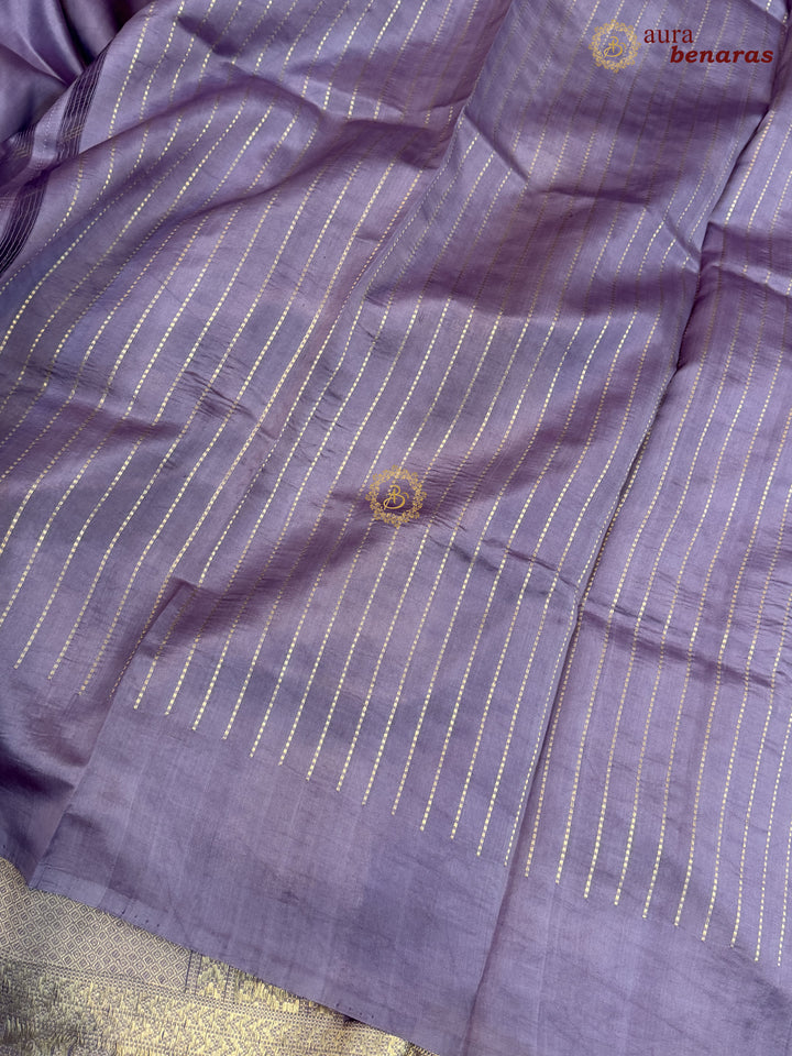 Pastel Lavender Banarasi Silk Saree | Kadhwa & Designer Border