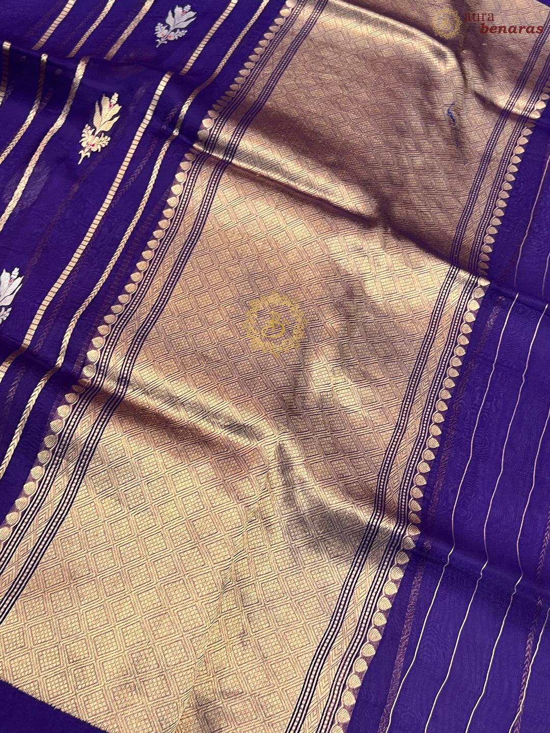 Purple Pure Banarasi Handloom Kora Silk Saree