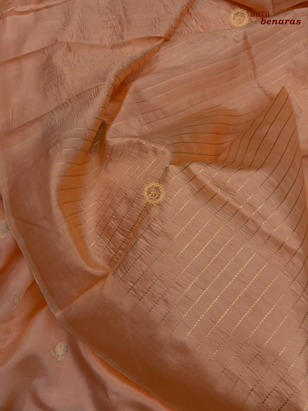 Pale Peach Banarasi Silk Saree | Kadhwa & Designer Border