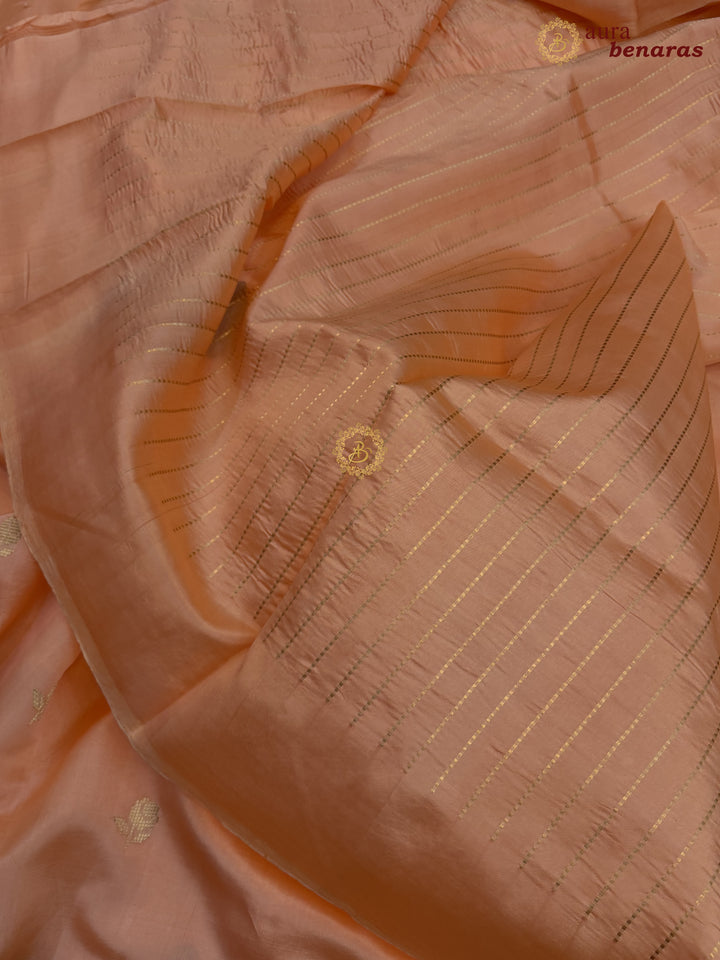 Pale Peach Banarasi Silk Saree | Kadhwa & Designer Border