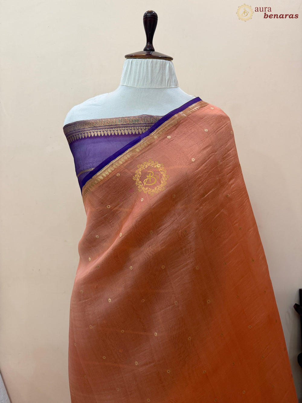 Orange Pure Kora Silk Handloom Banarasi Saree