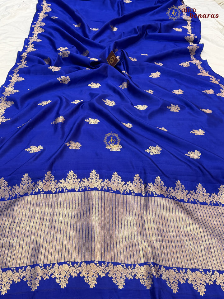 Royal Blue Banarasi Silk Saree | Kadhwa & Designer Border