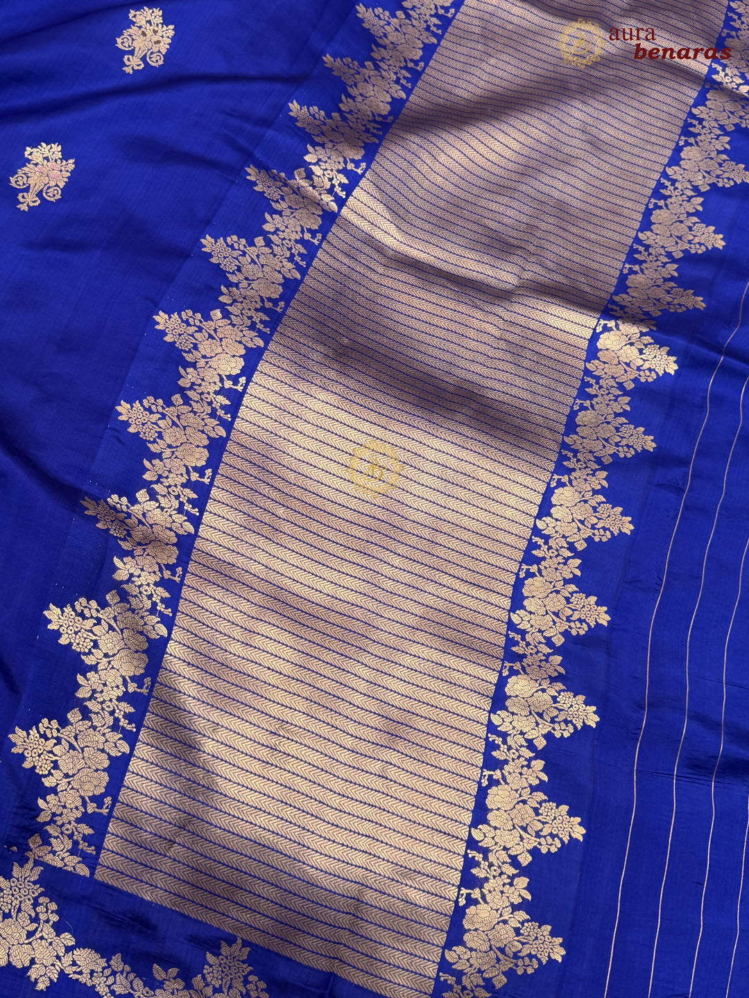 Royal Blue Banarasi Silk Saree | Kadhwa & Designer Border