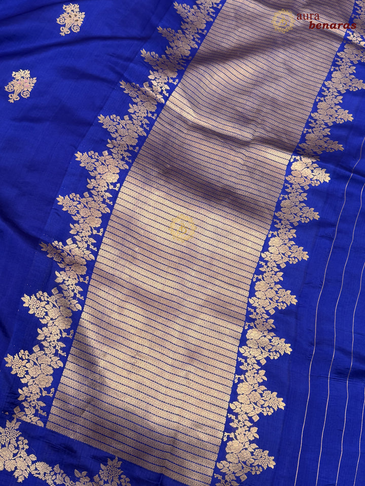 Royal Blue Banarasi Silk Saree | Kadhwa & Designer Border