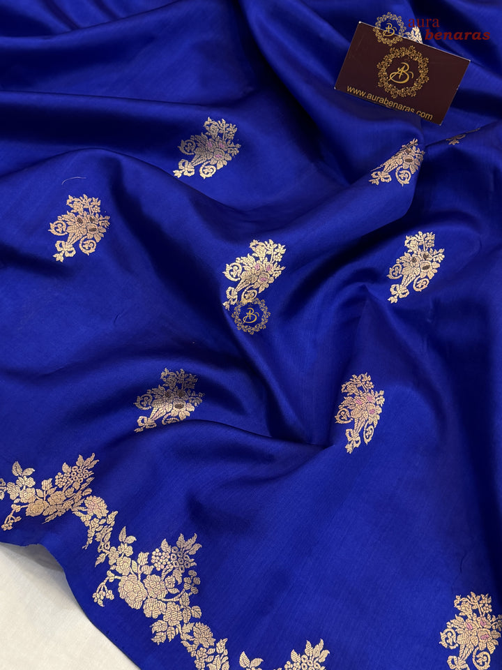 Royal Blue Banarasi Silk Saree | Kadhwa & Designer Border